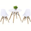 Kids Mid-Century Modern Dining Table Set Round Table with 2 Armless Chairs White