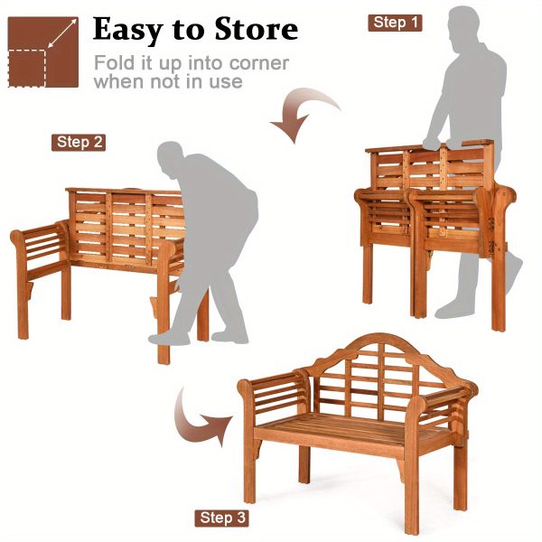 product-open-2024-06-07-1717737812665-e95d12d6350f40f197ae9d0f7c38e9ea-goods Multigot 49" Extra Long Outdoor Folding Bench with Eucalyptus Wood Construction - Heavy-Duty 400lb Capacity, Foldable Design with Armrests & Backrest, Natural Wood Grain Finish, Sturdy Slatted Base for Patio, Garden, Poolside - All-Weather Durable Furniture (Easy Storage, Space-Saving) - Ideal for Backyard, Balcony, or Outdoor Lounge - Lightweight 13.23 lbs, 49.2"L x 20.08"W x 36.22"H, Armrests 7.87"H, Slatted Base 7.87"D, Natural Wood Color, Multigot Brand, Patio Bench Outdoor