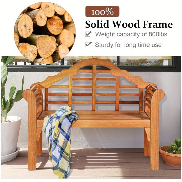 product-open-2024-06-07-1717737812959-32895f80fe444cf28da039062bbbac7e-goods Multigot 49" Extra Long Outdoor Folding Bench with Eucalyptus Wood Construction - Heavy-Duty 400lb Capacity, Foldable Design with Armrests & Backrest, Natural Wood Grain Finish, Sturdy Slatted Base for Patio, Garden, Poolside - All-Weather Durable Furniture (Easy Storage, Space-Saving) - Ideal for Backyard, Balcony, or Outdoor Lounge - Lightweight 13.23 lbs, 49.2"L x 20.08"W x 36.22"H, Armrests 7.87"H, Slatted Base 7.87"D, Natural Wood Color, Multigot Brand, Patio Bench Outdoor