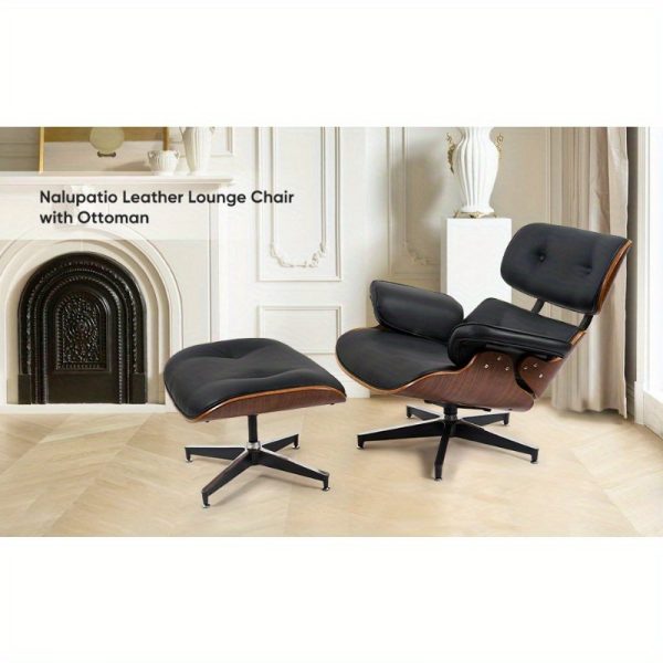 product-open-2024-06-14-1718348809474-e180125410724ae0b70d1a9a860b363c-goods Bonded Leather Recliner Chair with Ottoman, Leather Match Lounge Chair with Wide Armrest, Mid Century Accent Chair with Heavy Duty Base Support for Living Room Bedroom Office