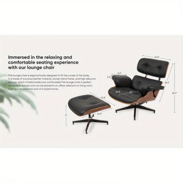 product-open-2024-06-14-1718348809996-819ca4ff213f431c94f09d169704b5c9-goods Bonded Leather Recliner Chair with Ottoman, Leather Match Lounge Chair with Wide Armrest, Mid Century Accent Chair with Heavy Duty Base Support for Living Room Bedroom Office