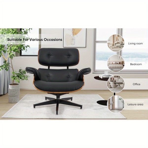 product-open-2024-06-14-1718348810953-e172ea915e1f43d08a265314d3f312f3-goods Bonded Leather Recliner Chair with Ottoman, Leather Match Lounge Chair with Wide Armrest, Mid Century Accent Chair with Heavy Duty Base Support for Living Room Bedroom Office