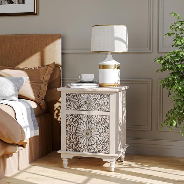 product-open-2024-06-19-1718762746837-6cff01c033a149e2b3b9334768bb4dc6-goods End Table Living Room Small Side Table W Drawer, 18" Vintage Wood Side Table, 2-Tier MDF Living Room End Table Wood Accent Table, Bed Side Table Nightstand, Christmas Holiday Decoration Table