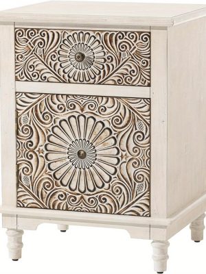 End Table Living Room Small Side Table W Drawer, 18" Vintage Wood Side Table, 2-Tier MDF Living Room End Table Wood Accent Table, Bed Side Table Nightstand, Christmas Holiday Decoration Table