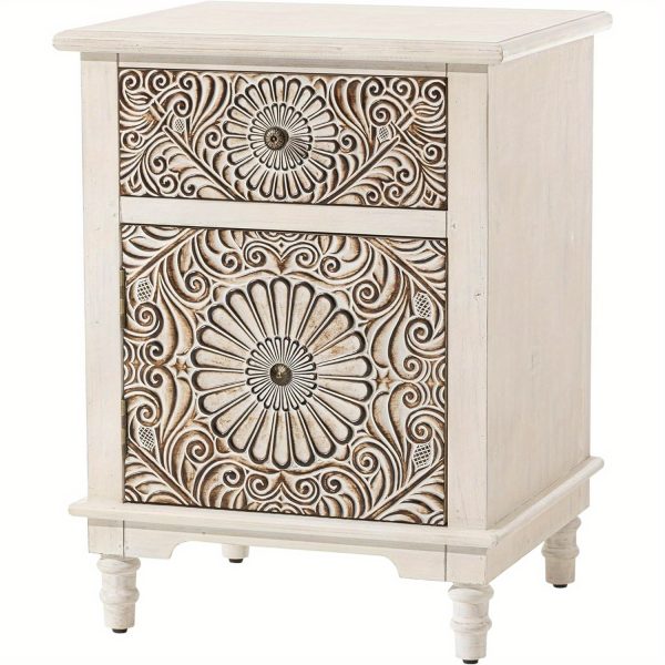 product-open-2024-06-19-1718762748367-28ebeb66e34b462cb950c3551cca361f-goods End Table Living Room Small Side Table W Drawer, 18" Vintage Wood Side Table, 2-Tier MDF Living Room End Table Wood Accent Table, Bed Side Table Nightstand, Christmas Holiday Decoration Table