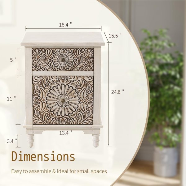 product-open-2024-06-19-1718762752511-943fd132467a4c3a88a7068dd644417b-goods End Table Living Room Small Side Table W Drawer, 18" Vintage Wood Side Table, 2-Tier MDF Living Room End Table Wood Accent Table, Bed Side Table Nightstand, Christmas Holiday Decoration Table