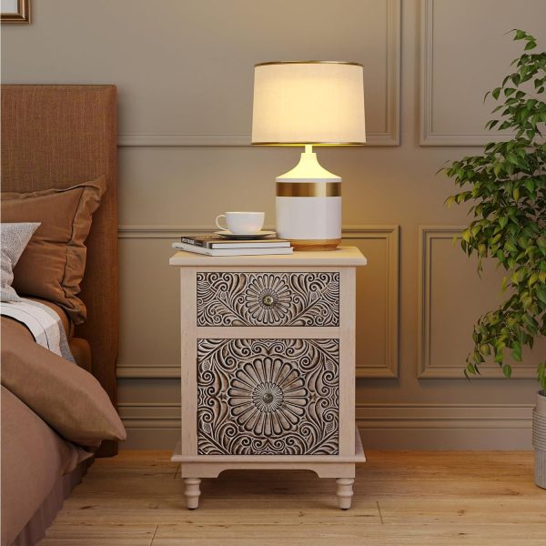 product-open-2024-06-19-1718762754105-be753781b24c4607aa3320e39bd02463-goods End Table Living Room Small Side Table W Drawer, 18" Vintage Wood Side Table, 2-Tier MDF Living Room End Table Wood Accent Table, Bed Side Table Nightstand, Christmas Holiday Decoration Table