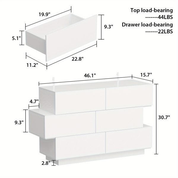 product-open-2024-06-25-1719287449895-4a9176a7250b458686d07106be2e3291-goods Contemporary Glossy Dresser Storage Unit Featuring Six Drawers, a Wooden Double-Layer Shiny Chest Suitable for Bedrooms And Living Rooms, Designed with Simplicity And Elegance
