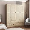 product-open-2024-06-25-1719296879303-9918c5bf54f44ba6aa0ed3734982c038-goods 4-Door Wooden Armoire Wardrobe Closet with 5 Drawers, Checkered Storage Area & Hanging Rods, Clothes Organizer for Bedroom, Modern Design