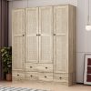 product-open-2024-06-25-1719296884069-1d2f10434eda434d9ae2e35ac0446b27-goods 4-Door Wooden Armoire Wardrobe Closet with 5 Drawers, Checkered Storage Area & Hanging Rods, Clothes Organizer for Bedroom, Modern Design