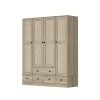 product-open-2024-06-25-1719297102550-08b405e615034c5f98a24ba90c5ccf96-goods 4-Door Wooden Armoire Wardrobe Closet with 5 Drawers, Checkered Storage Area & Hanging Rods, Clothes Organizer for Bedroom, Modern Design