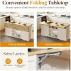 product-open-2024-06-29-1719654973268-9666bf8575dd46f5aaf4daf5bfa2cb76-goods Royalcraft 59 Inch Large Kitchen Island with Power Outlet And Pet Bowl for Lab, Organized Storage Space with Rubber Wood Drop-Leaf Countertop, Farmhouse W Thick Table Top Drawer