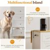 product-open-2024-06-29-1719654980873-d0b541b836554c358e683663d5c0b518-goods Royalcraft 59 Inch Large Kitchen Island with Power Outlet And Pet Bowl for Lab, Organized Storage Space with Rubber Wood Drop-Leaf Countertop, Farmhouse W Thick Table Top Drawer