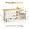 product-open-2024-06-29-1719654983924-fc69105e88684be7899966ca5a0de4c2-goods Royalcraft 59 Inch Large Kitchen Island with Power Outlet And Pet Bowl for Lab, Organized Storage Space with Rubber Wood Drop-Leaf Countertop, Farmhouse W Thick Table Top Drawer
