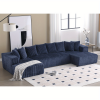 product-open-2024-07-11-1720688369695-39cc60baf52544d9962e2a066906a9b5-goods 131'' Modular Sectional Couch, U-shaped Sofa, Chaise Lounge, Striped Fabric, Upholstered 4 Seater Couch for Living Room, Bedroom, Free Combination Sofa (Corduroy), Gray