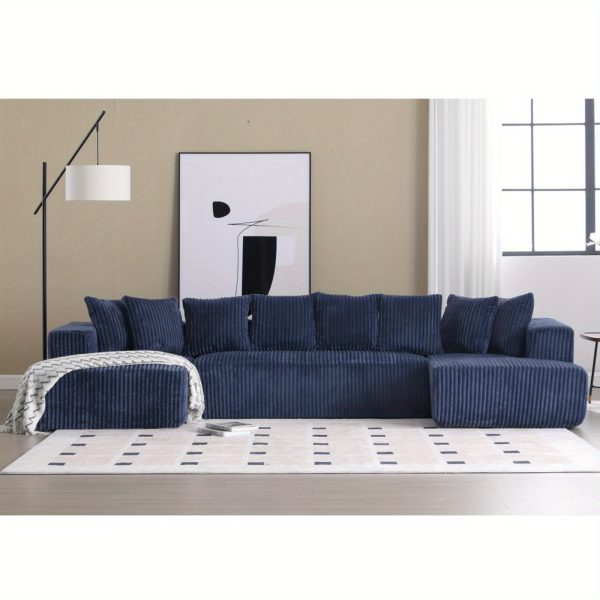 product-open-2024-07-11-1720688375261-ccf3b221c3364c92b305f5ebea467e77-goods 131'' Modular Sectional Couch, U-shaped Sofa, Chaise Lounge, Striped Fabric, Upholstered 4 Seater Couch for Living Room, Bedroom, Free Combination Sofa (Corduroy), Gray