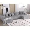 product-open-2024-07-11-1720688379881-f4c704a769bb4824b59051e016f496fc-goods 131'' Modular Sectional Couch, U-shaped Sofa, Chaise Lounge, Striped Fabric, Upholstered 4 Seater Couch for Living Room, Bedroom, Free Combination Sofa (Corduroy), Gray