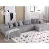 product-open-2024-07-11-1720688381137-ac49437659ac45bdba34aa3de20e5f46-goods 131'' Modular Sectional Couch, U-shaped Sofa, Chaise Lounge, Striped Fabric, Upholstered 4 Seater Couch for Living Room, Bedroom, Free Combination Sofa (Corduroy), Gray