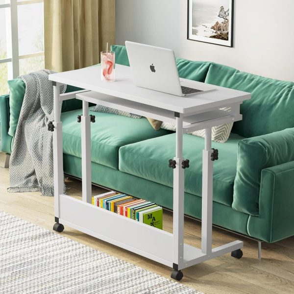 product-open-2024-08-08-1723085842441-22a29553a9c14a43b1a267dd66319b09-goods Height Adjustable Mobile Laptop Table Small Standing Desk Rolling Computer Cart with Keyboard Tray on Wheels for Home Office, Portable Desk for Sofa and Bed,