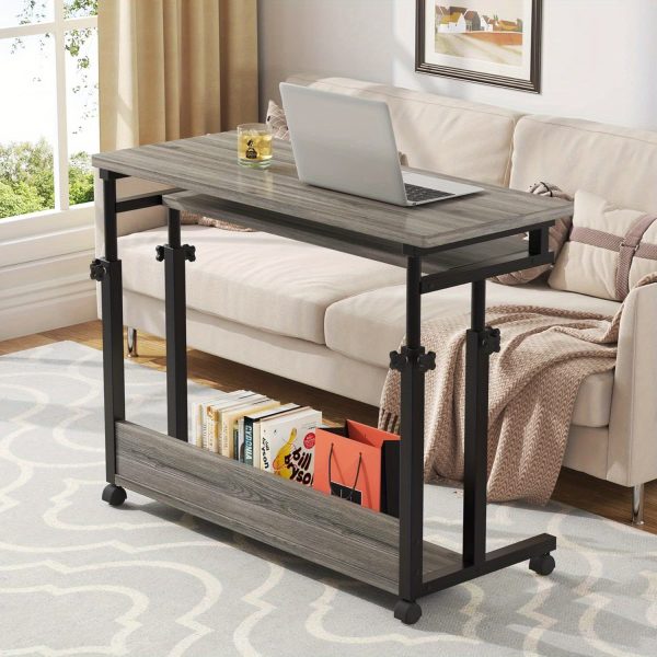 product-open-2024-08-08-1723085868721-b0d99dbbb3524955bfcc80d31594bce2-goods Height Adjustable Mobile Laptop Table Small Standing Desk Rolling Computer Cart with Keyboard Tray on Wheels for Home Office, Portable Desk for Sofa and Bed,