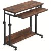 product-open-2024-08-08-1723088847919-fff99ab056414125b164adae74a5940d-goods Height Adjustable Mobile Laptop Table Small Standing Desk Rolling Computer Cart with Keyboard Tray on Wheels for Home Office, Portable Desk for Sofa and Bed,