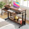 product-open-2024-08-08-1723088853070-09af769208bd4d198be592b1160802c2-goods Height Adjustable Mobile Laptop Table Small Standing Desk Rolling Computer Cart with Keyboard Tray on Wheels for Home Office, Portable Desk for Sofa and Bed,