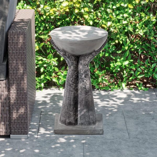 product-open-2024-08-29-1724914104206-ce64671973d84facb831ce25fd55b86b-goods Outdoor Hand-Shaped Concrete Side Table - All-Weather Top & Handcrafted Concrete End Table Suitable for Patio, Porch, Garden Stool and Plant Stand - Durable Decor Furniture, Summer!