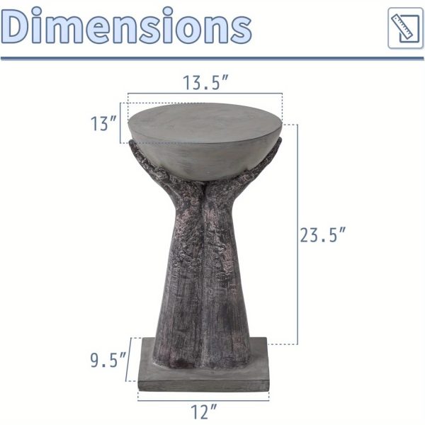product-open-2024-08-29-1724914108568-8052c433abb144efbf6c7efc41928d5e-goods Outdoor Hand-Shaped Concrete Side Table - All-Weather Top & Handcrafted Concrete End Table Suitable for Patio, Porch, Garden Stool and Plant Stand - Durable Decor Furniture, Summer!