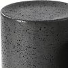 Set of Two Dark Concrete Side Tables, Perfect for Outdoor Use. These Nesting Tables Are 14 Inches in Diameter And Serve As Stylish Accent Tables for Your Patio. They Can Also Function As Garden Stools for Your Yard Or Pool Area