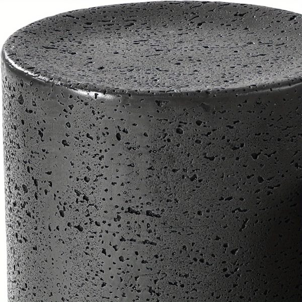 Set of Two Dark Concrete Side Tables, Perfect for Outdoor Use. These Nesting Tables Are 14 Inches in Diameter And Serve As Stylish Accent Tables for Your Patio. They Can Also Function As Garden Stools for Your Yard Or Pool Area