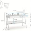 product-open-2024-09-02-1725240710562-bfd01282f3904afab6f52e950dd4dfe3-goods 47 Inch Computer Desk With Storage Shelf & Drawers | Modern Office Writing Desk Study Table With Monitor Stand Riser, White, Byblight, Christmas Renewal