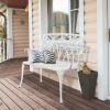 38-inch Patio Aluminum Bench, Suitable For Backyards, Porches, And Paths; Garden Patio Bench With Orchid-shaped Backrest Design.