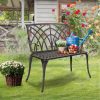 38-inch Patio Aluminum Bench, Suitable For Backyards, Porches, And Paths; Garden Patio Bench With Orchid-shaped Backrest Design.