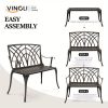 38-inch Patio Aluminum Bench, Suitable For Backyards, Porches, And Paths; Garden Patio Bench With Orchid-shaped Backrest Design.