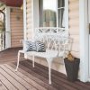 38-inch Patio Aluminum Bench, Suitable For Backyards, Porches, And Paths; Garden Patio Bench With Orchid-shaped Backrest Design.