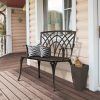 38-inch Patio Aluminum Bench, Suitable For Backyards, Porches, And Paths; Garden Patio Bench With Orchid-shaped Backrest Design.