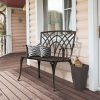 38-inch Patio Aluminum Bench, Suitable For Backyards, Porches, And Paths; Garden Patio Bench With Orchid-shaped Backrest Design.