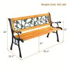 Multigot 49 1/2" Outdoor Park Garden Porch Chair Bench Made of Cast Iron And Hardwood with a Rose Design