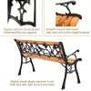 Multigot 49 1/2" Outdoor Park Garden Porch Chair Bench Made of Cast Iron And Hardwood with a Rose Design