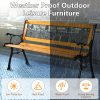 Multigot 49 1/2" Outdoor Park Garden Porch Chair Bench Made of Cast Iron And Hardwood with a Rose Design