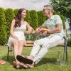 Multigot 49 1/2" Outdoor Park Garden Porch Chair Bench Made of Cast Iron And Hardwood with a Rose Design