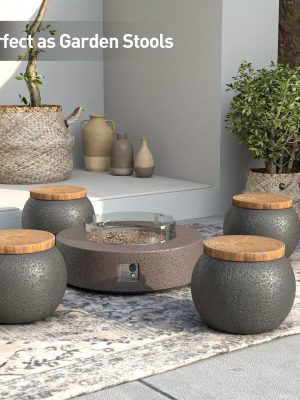 17 "Outdoor Side Table, Patio Footstool, Garden Decorated Concrete Plant Station, Living Room Bedroom Side Table, Autumn And Winter Indoor-Outdoor Stove Coffee Table."