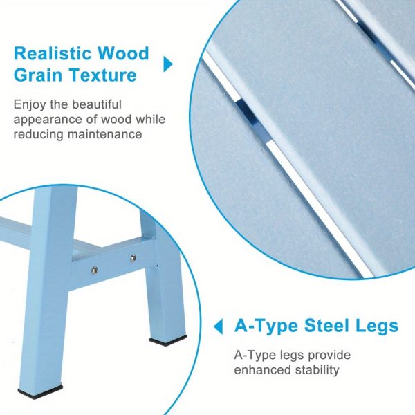 product-open-2024-10-09-1728458798488-26833f9f1f2a482bb5278bbc6ee55ef8-goods 47-Inch (47.24inch) Outdoor Bench with a Blue-Green And Black Thick Rust-Resistant Iron Frame, Suitable for Courtyard, Park, Or Balcony Use
