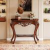 product-open-2024-10-10-1728539550754-53c3e13ba6914444b3a4b3c9d959ee95-goods BYBLIGHT 38" Victorian Half Moon Console Table, Sofa End with Hollow Floral Apron and Cabriole Legs, Traditional Decorative Furniture for Entryway, Hallway, Living Room - Uncharged, Living Room Furniture