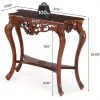 product-open-2024-10-10-1728539642597-44d7240c9c8846be8d2e1e9b9be9e4ed-goods BYBLIGHT 38" Victorian Half Moon Console Table, Sofa End with Hollow Floral Apron and Cabriole Legs, Traditional Decorative Furniture for Entryway, Hallway, Living Room - Uncharged, Living Room Furniture
