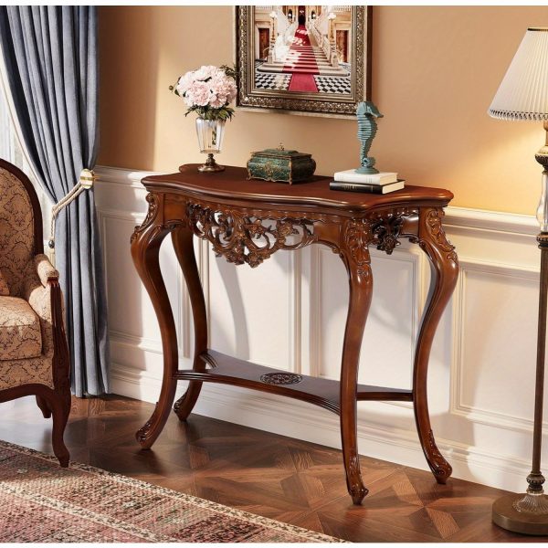 product-open-2024-10-10-1728539666252-d27136e318ce41679c56e79e634883b9-goods BYBLIGHT 38" Victorian Half Moon Console Table, Sofa End with Hollow Floral Apron and Cabriole Legs, Traditional Decorative Furniture for Entryway, Hallway, Living Room - Uncharged, Living Room Furniture