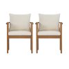 product-open-20584953e36442c3be15fd543cc63c55-goods Set of 2 Outdoor Acacia Wood Dining Chairs - Patio Armchair with Natural Rattan Backrest, Cream Washable Cushion, Non-Slip Feet for Backyard Poolside Garden
