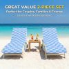 product-open-20fbb125bed8465e94039ea246ea48d6-goods Lounge Chaise Chair Towel Covers Pack of 2, Beach Chair Cover with 3 Pockets for Pool Outdoor Beach Garden Patio Trips, 85 X30in (Blue Checkerboard)