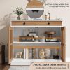 product-open-211936b40f0348f1ab81c9260e7f5e8e-goods GAOMON 35.4Inch Black Sideboard Buffet Cabinet with Glass Doors, Storage Cabinet with Drawer, Modern Buffet And Sideboard for Dining Room, Kitchen, Living Room