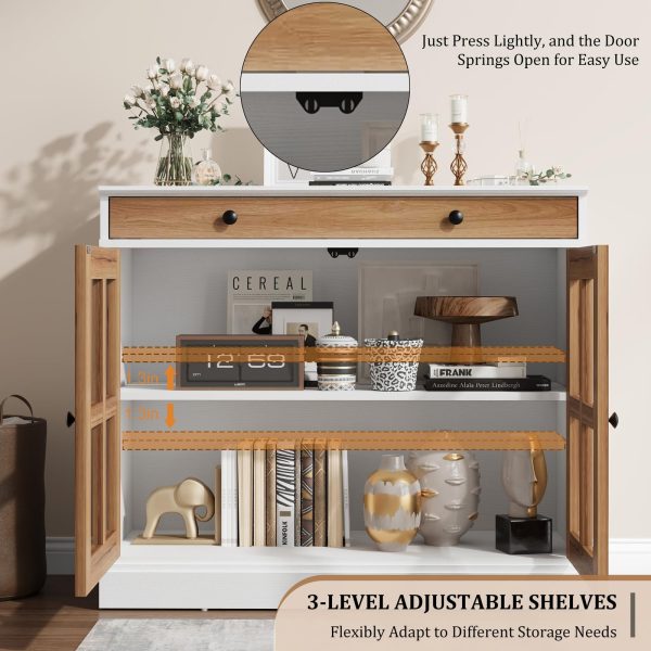 product-open-211936b40f0348f1ab81c9260e7f5e8e-goods GAOMON 35.4Inch Black Sideboard Buffet Cabinet with Glass Doors, Storage Cabinet with Drawer, Modern Buffet And Sideboard for Dining Room, Kitchen, Living Room